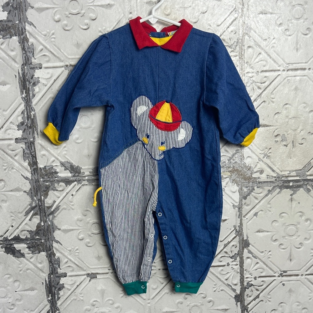Vintages Colorful Elephant Kids One Piece